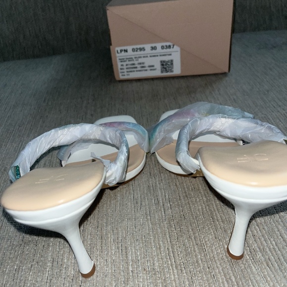 NIB Pastel Rainbow Rhinestone Sandal Heels - Picture 5 of 8